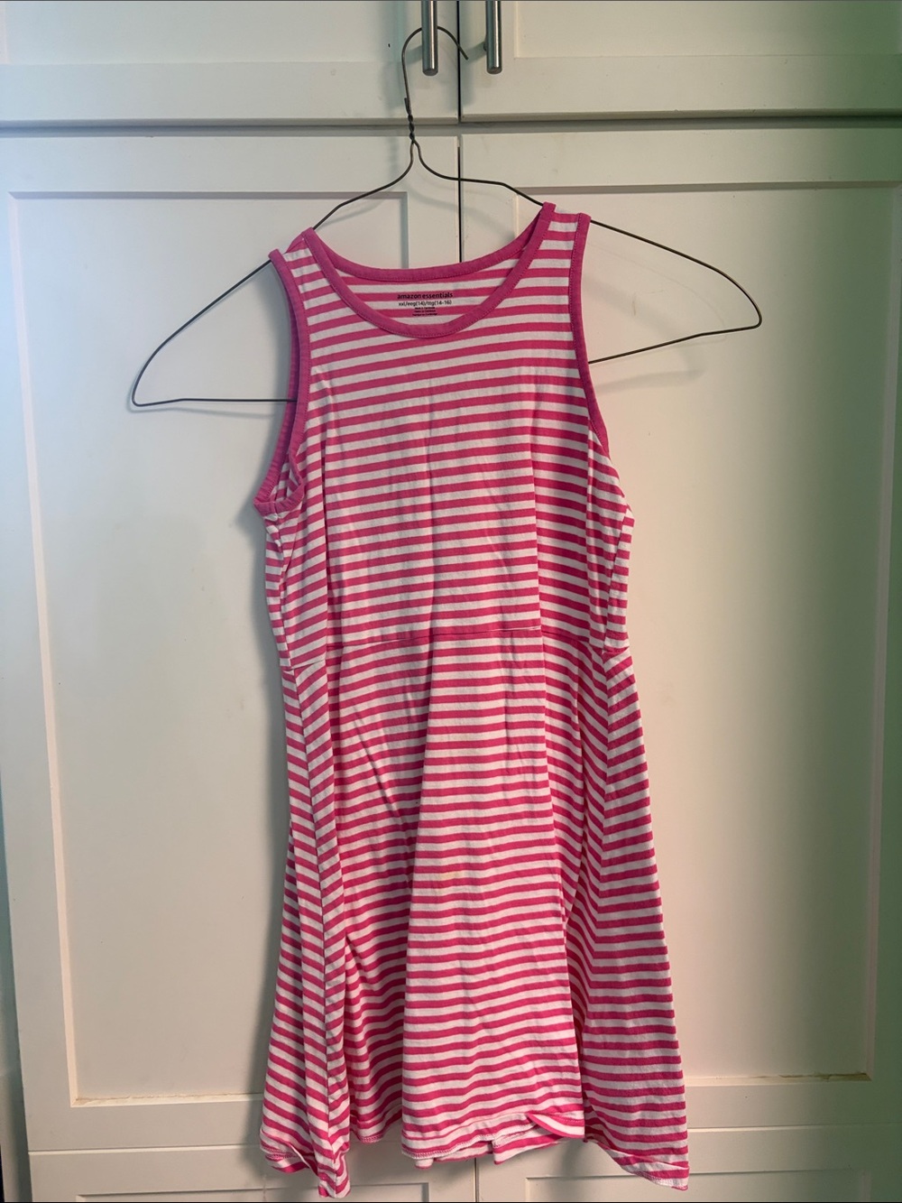 Amazon Essentials Pink and White Striped Tank Top